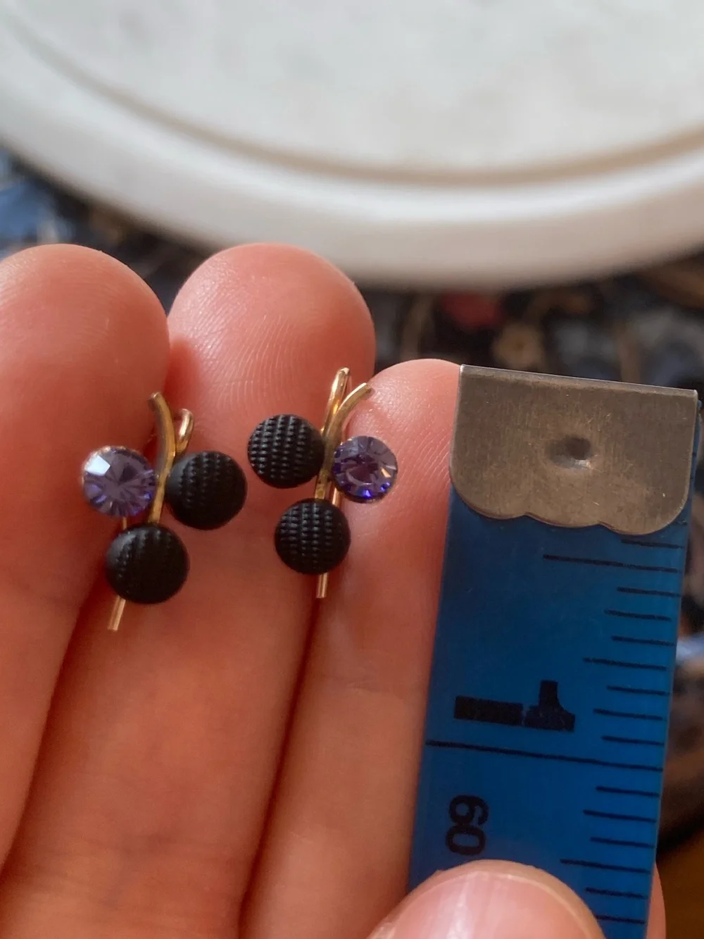 Antique/Vintage Celluloid Berry or Floral Cluster Gold-Filled Earrings